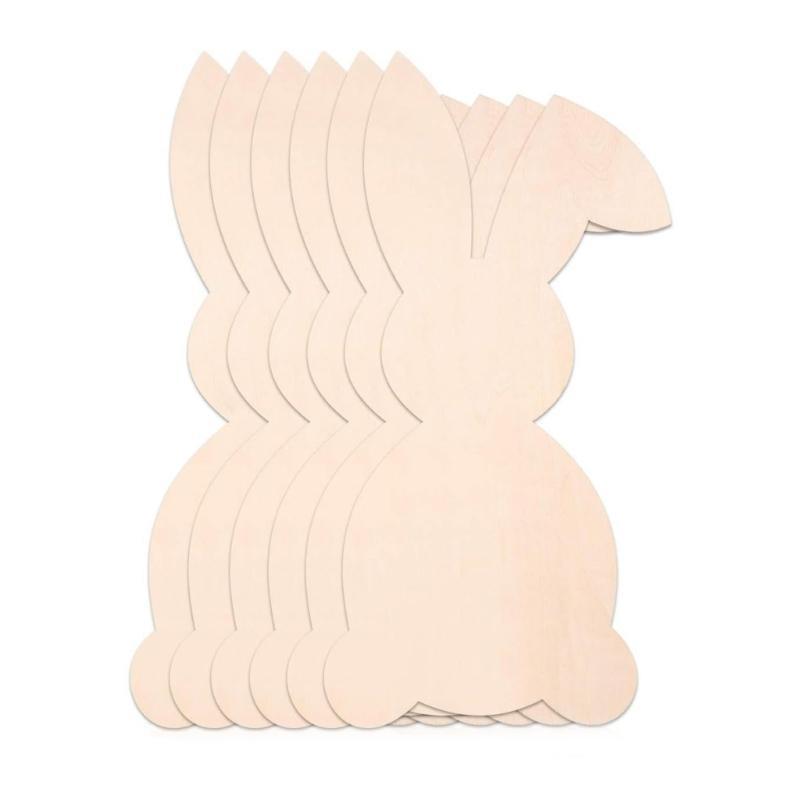 5Pieces Unfinished Slices Bunnies Eggs Cutouts for Painting