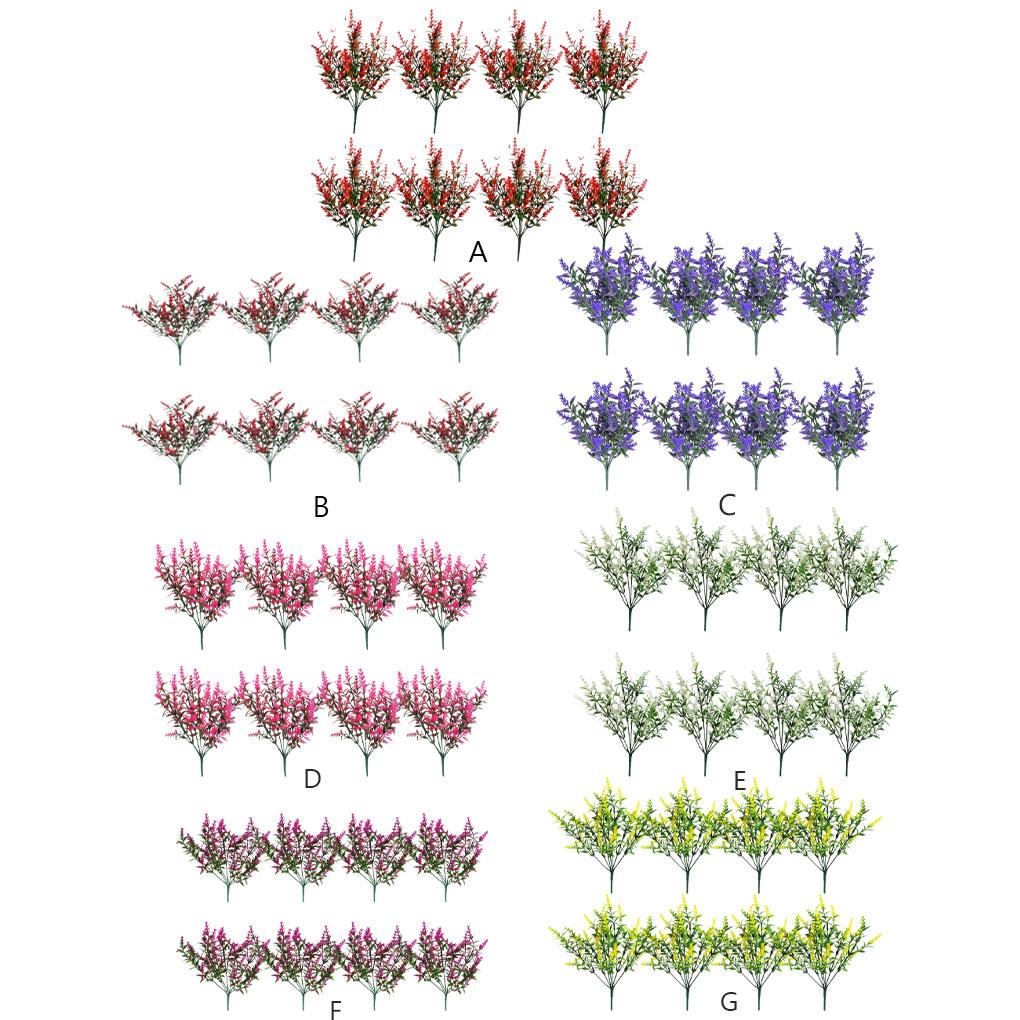 8X Artificial Flowers Plants Simulated Plastic Faux Bouquet Indoor Outdoor Decorative for Bride Table Window