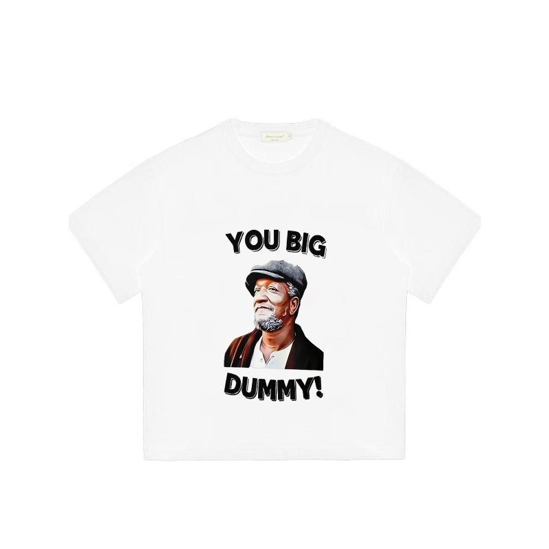 Crew Neck T Shirt Black You Big Dummy Text and Elderly Man Portrait Graphic Print Casual Wear for Men