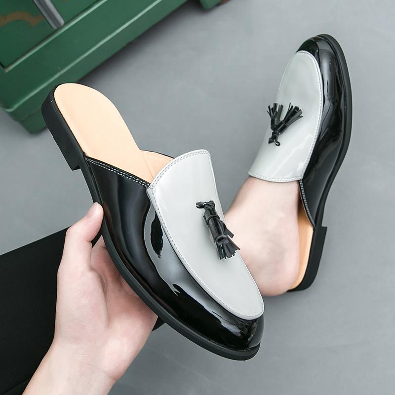 Fashion Metal Buckle Design Color Blocking Fashionable Lightweight Men's Comfortable Loafers Casual Slip on Flats Large Outdoor Slippers