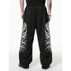 Heren Gotische Losse Rechte Broek, Donkere Outdoor Casual Broek, Modieuze en Coole Geprinte Patronen, Campus Gym Casual Kleding