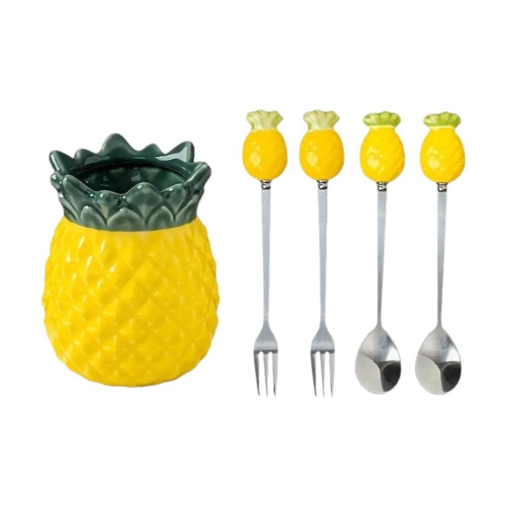 

Pineapple-shaped Chopstick Holder Exquisite Fruit Forks Set Creative Ceramic Storage Jar Office Ceramic