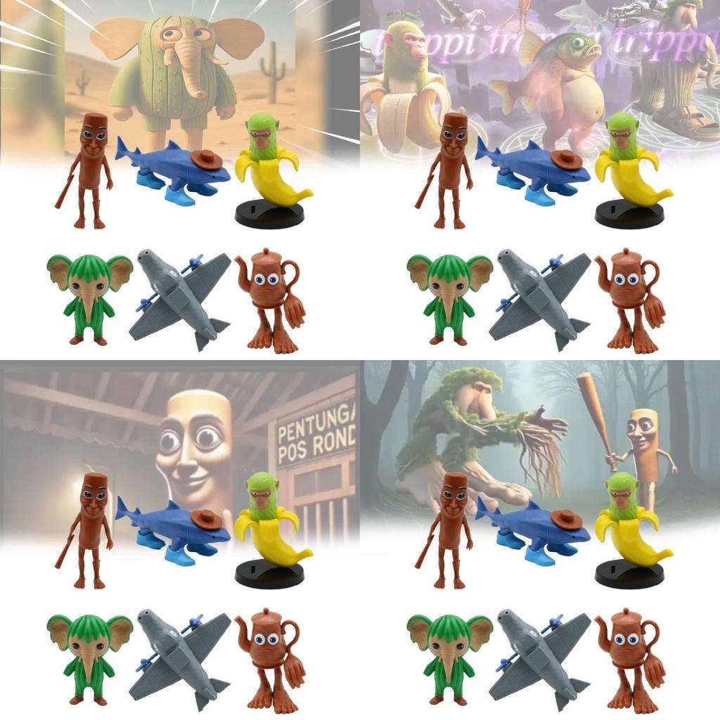 Mythical Shark Stickman Pvc Figurines 6 Models Desktop Decor Collectible Adults