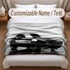 Car Racing Theme Soft Blanket Personalized Custom Name Text Print Warm Blanket Home Sofa Bedroom Decor