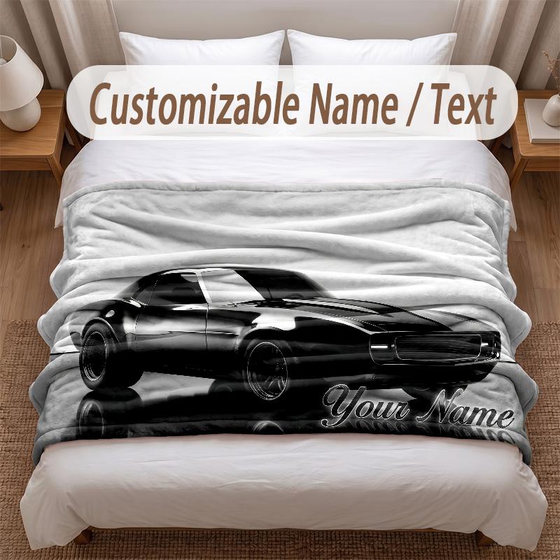 Car Racing Theme Soft Blanket Personalized Custom Name Text Print Warm Blanket Home Sofa Bedroom Decor