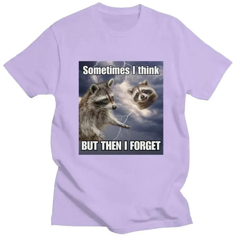 Sometimes I Think But Then I Forget Print T-shirt Funny Raccoon Opossum Meme Tshirt 100% Cotton Fashion Casual Streetwear Unisex