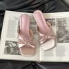 Fashion French temperament gentle and sweet bow low heel cool slippers women's 2025 summer new one-pedal sandals