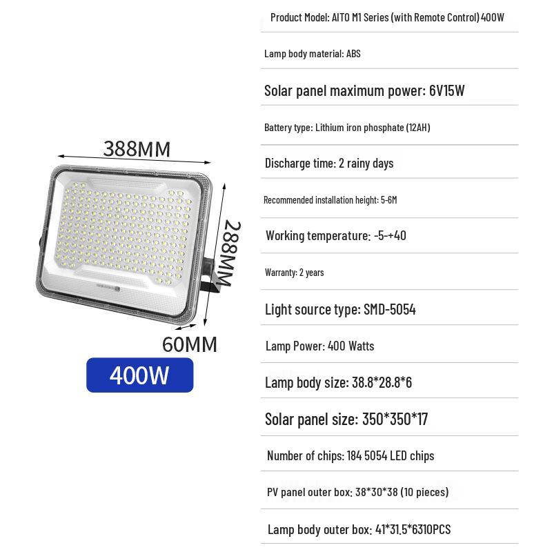 High-Power Waterproof LED Outdoor Solar Floodlight for Courtyards and Rural Areas