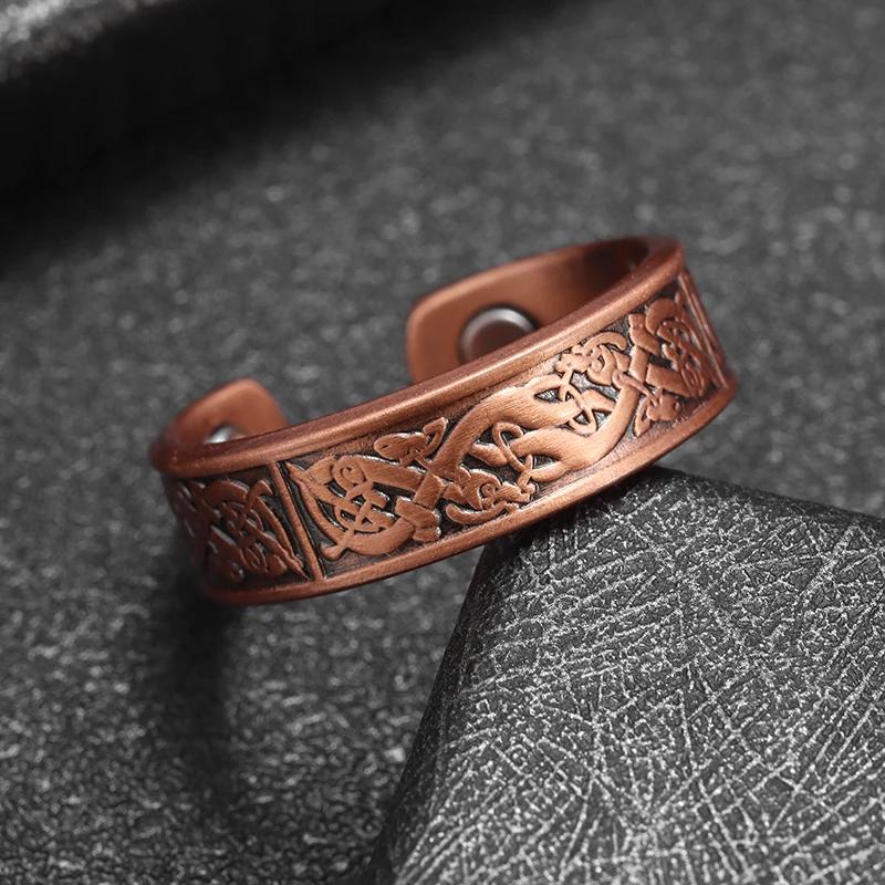 Celtic Bear Claw Copper Ring Magnetic Energy Treatment Joint Pain Ring for Women Men Retro Fashion Healthy Weight Loss Jewelry