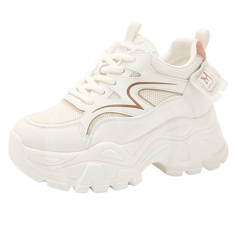Breathable Mesh Platform Sneakers Women Spring Summer Thick Bottom Vulcanize Shoes Ladies Lace-Up Non-Slip Casual Shoes