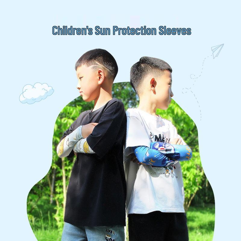 Children's Cute Ice Silk Arm Sleeves - Sun Protection for Summer Cycling