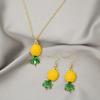 Small Fresh Fruit Pineapple Necklace Set with Sweet Temperament and Versatile Earrings