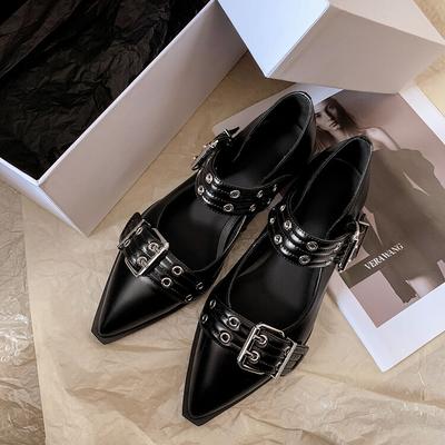 Modne damskie niskie obcasy Gorące wyprzedaże Klamra Modne damskie płaskie buty Slingback Szpiczasty nosek Casualowe damskie sandały Muły Wysokie obcasy