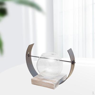 Terrarium mit Metallständer, Luftblase Glasvasenhalter Retro Tischplatte für Zuhause und Garten