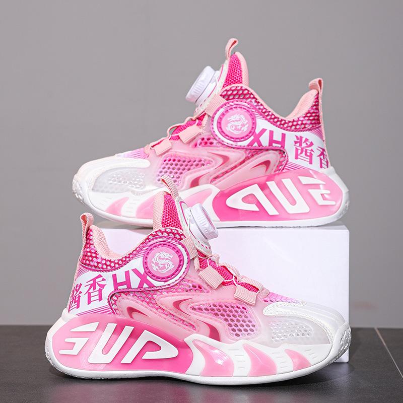 

Children s basketball shoes summer single mesh breathable shoes adolescent boys and girls sports shoes rotating buckle student running shoes 39