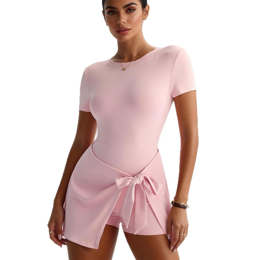 Yiwu Yoga One-Piece Short Skirt Tight And Beautiful Back Fake Two-Piece Outdoor Fitness Anti-Light Sports Tennis Skirt