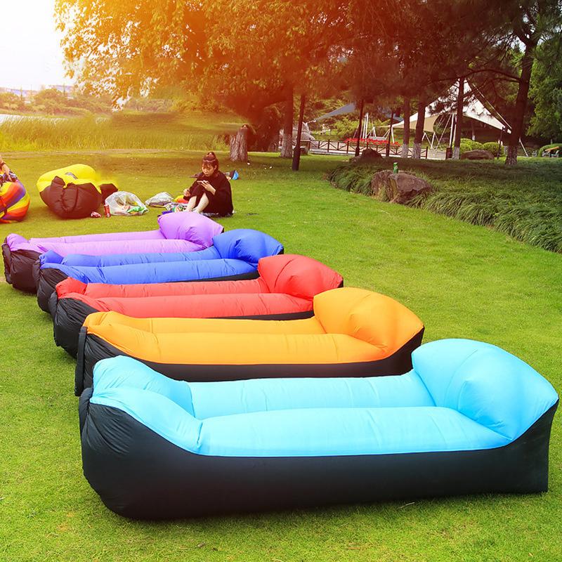 Inflatable Banana Bed Folding Sofa Pillow For Beach Air Bed Portable Outdoor Camping Air Cushion Sleeping Bed With Pillow