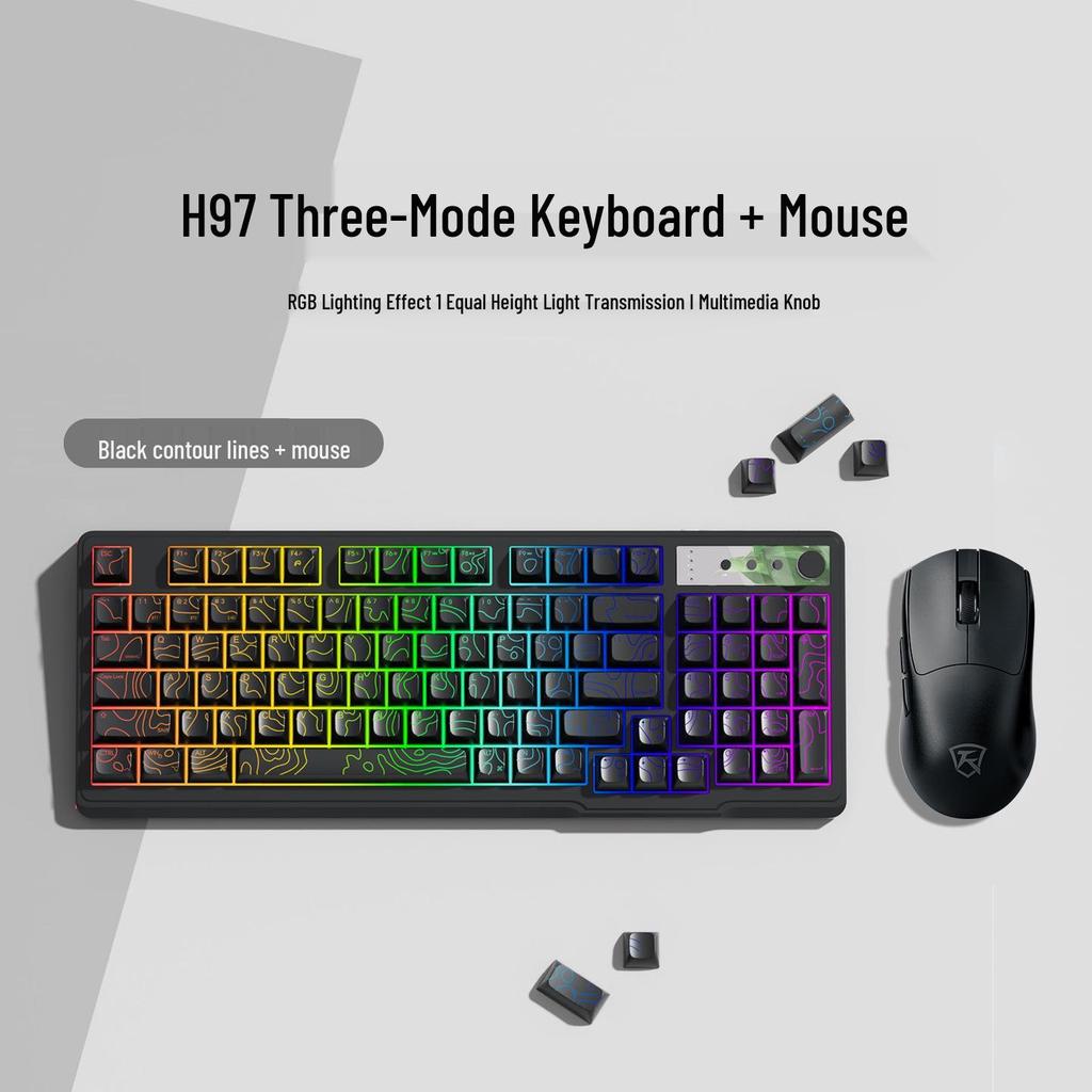 H97 Mechanical Keyboard: Wireless/Wired, RGB, Home/Office/Gaming, Three-Mode Bluetooth for Girls.