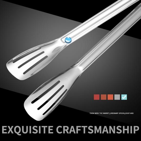 Stainless Steel Serving Tongs Heat Resistant Kitchen Tongs Non-Slip Food-Grade U-Shape Cooking Tongs for BBQ Buffet Bread Frying