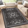 Sun and Moon Rug Boho Celestial Area Rugs for Bedroom Dorm Living Room Bohemian Occult Crescent Solar Stars Galaxy Floor Mat