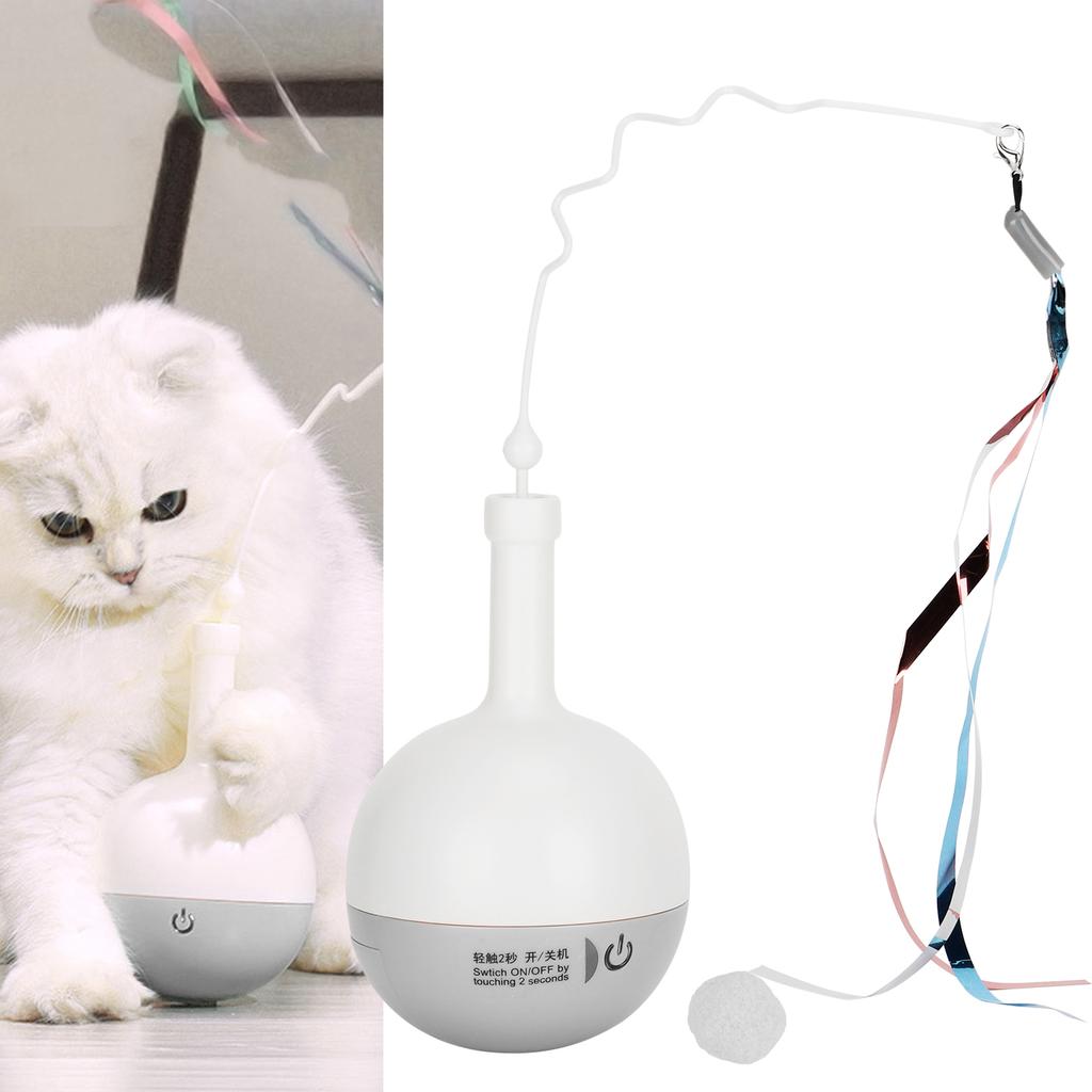 Interactive Cat Automatic Rotating Food Dispenser Toys Electric Feeder Ball with Band