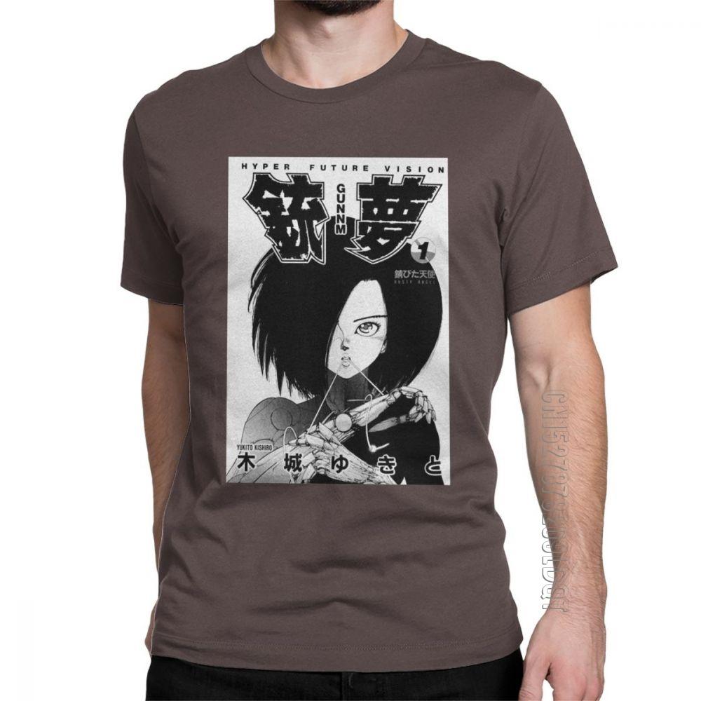 Gunnm Alita TShirt For Men Battle Angel Leisure Comic Movie Anime Japan T Shirt Mans Tops Grey Tee Shirt 100 Cotton S