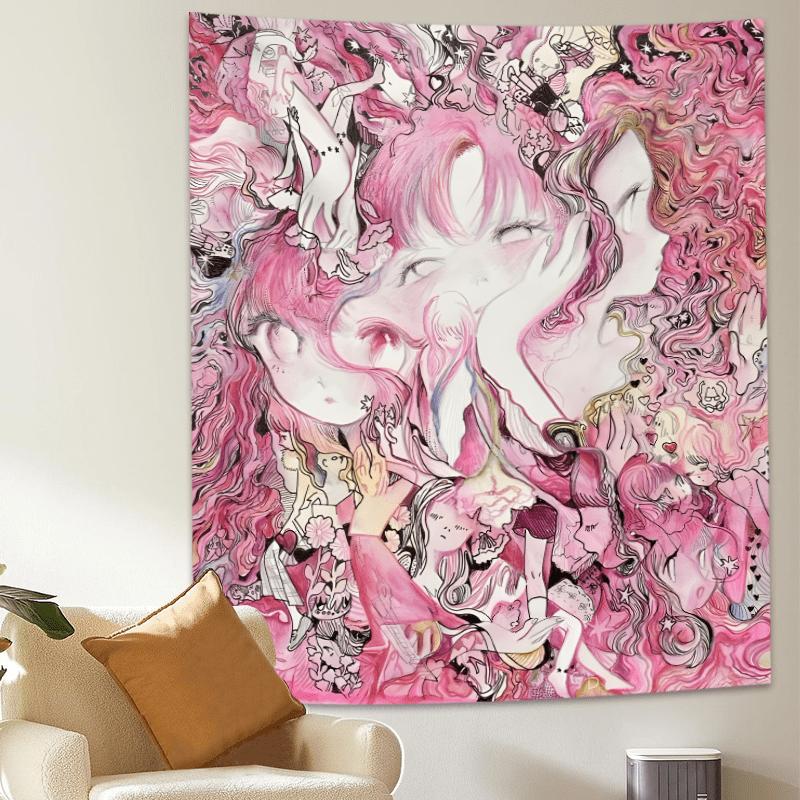 The pink dreamy tapestry of abstract art a magical element for wall decorationperfect for decorating bedrooms and living rooms