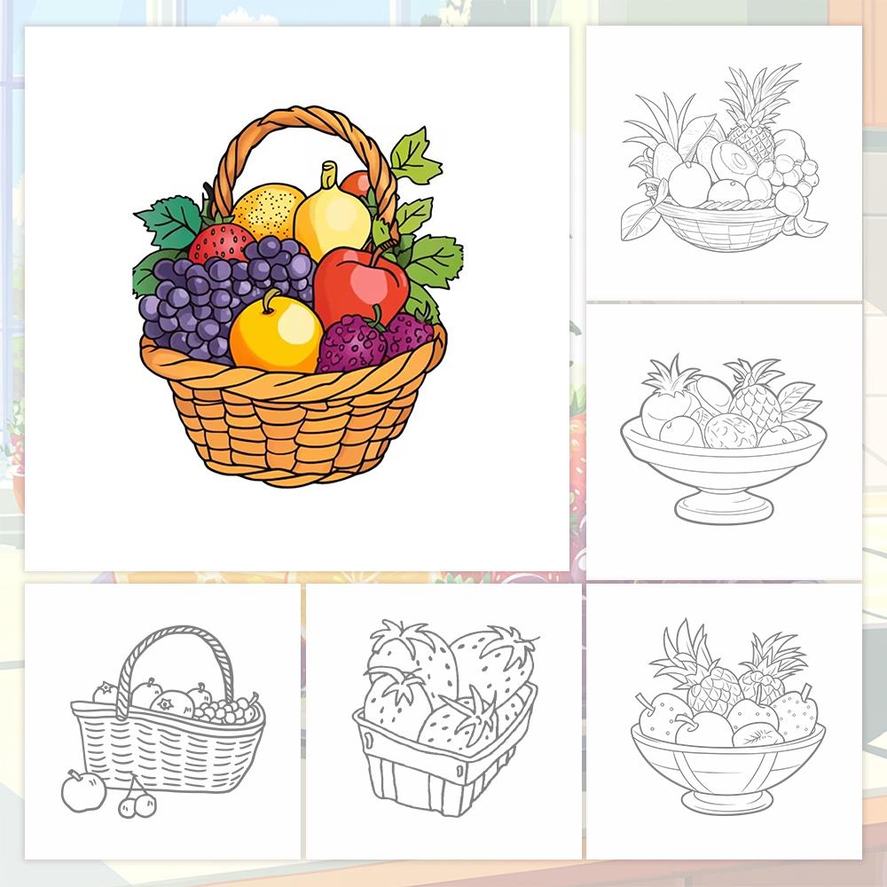 Fruit Series Coloring Book, Teen Coloring Book, Lots of Different Patterns, 100g Thick Paper, Stress Relief, Birthday Gift