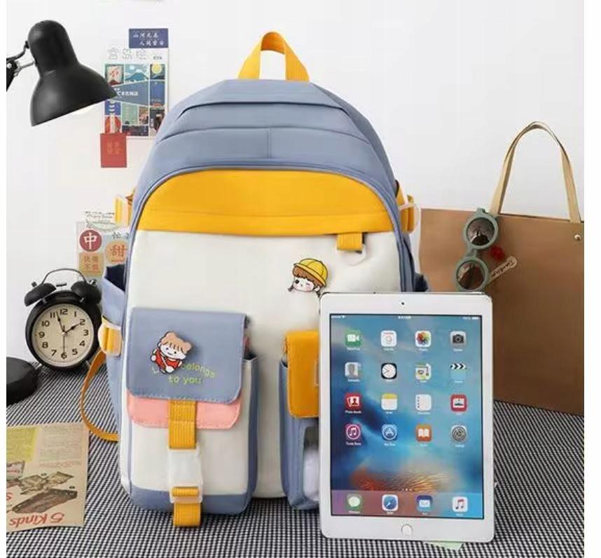 School Backpack Youth Backpack 5-in-1 Set Pencil Case Bag Pouch Large