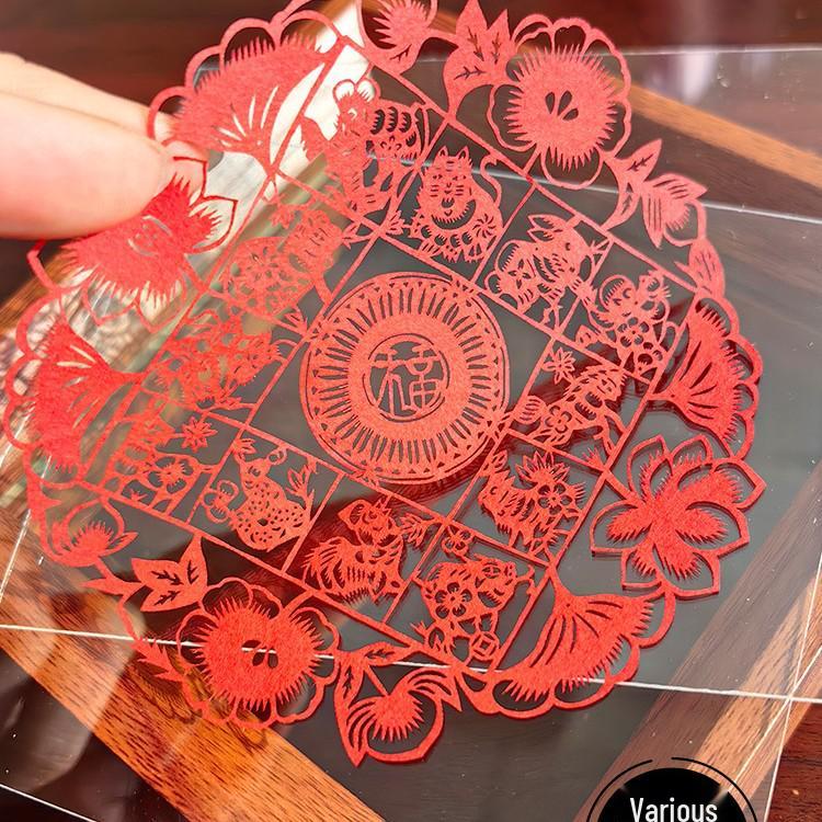 Xianci Double-Sided Transparent Frame: A4 Paper-Cut Calligraphy Fu Character Display Stand