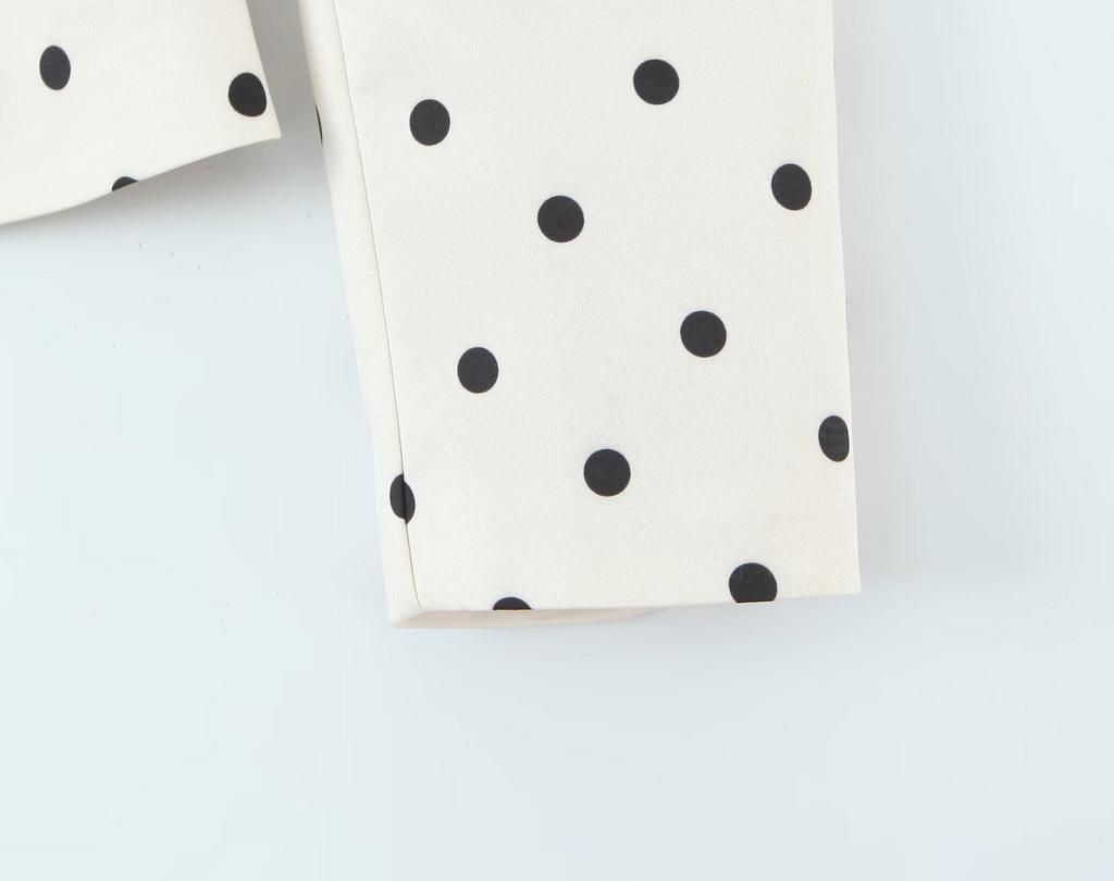 Blazer de Terno Feminino de Bolinhas Dupla Face com Lapela 2025 - Moda Outono/Inverno