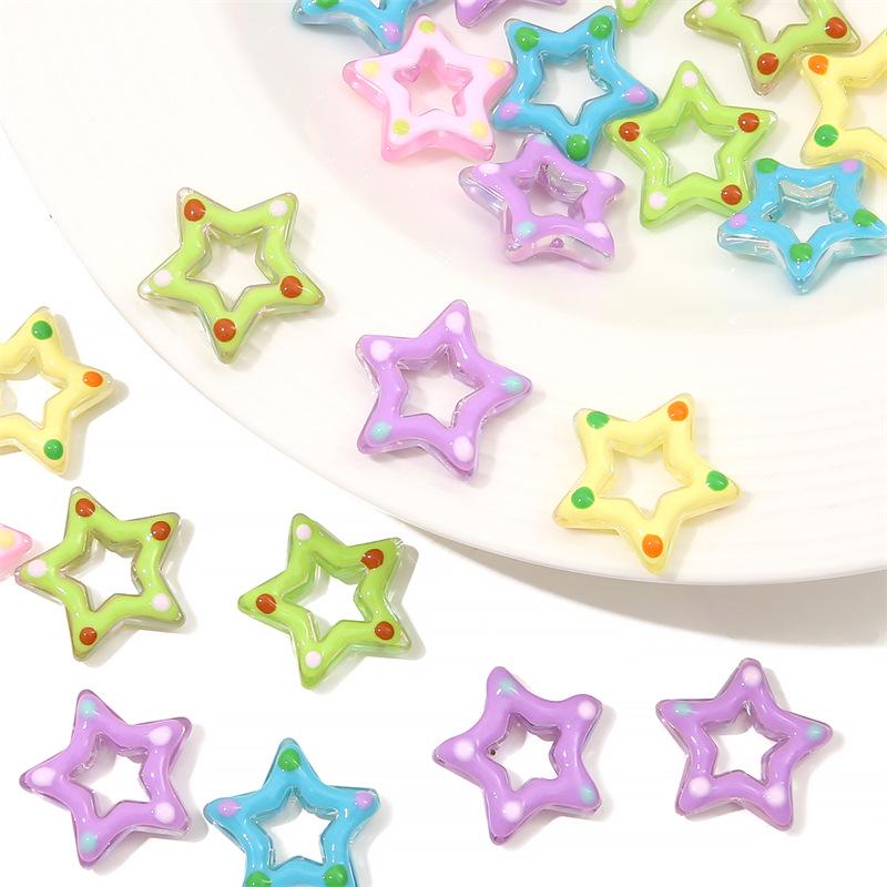 Akrylová kapková olejová hvězda DIY ručně malované korálky řetízek na telefon náramek náhrdelník sada