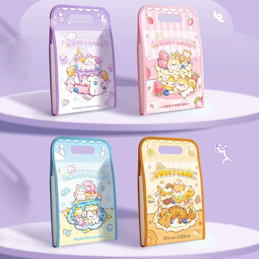 Cartoon Animal A4 File Folder 3-Layer Expanding Test Paper Storage Bag  School Office Supplies