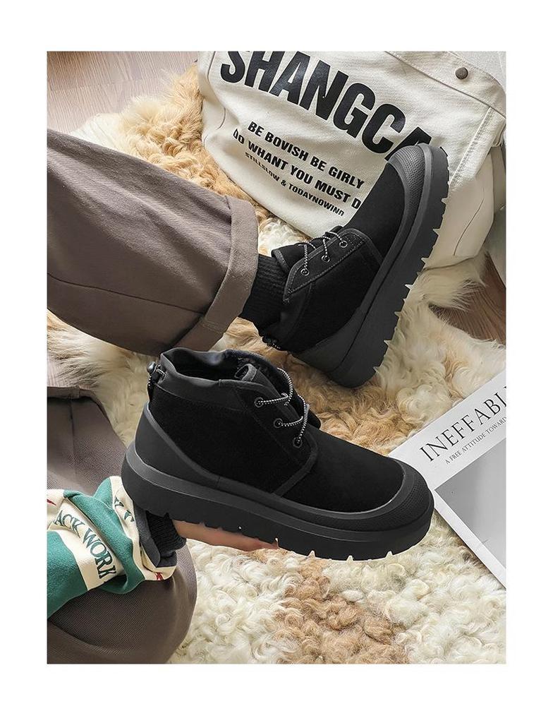 Unisex Dicke Sohle Plus Samt Warme Mid-Cut Martin Schneestiefel 3338