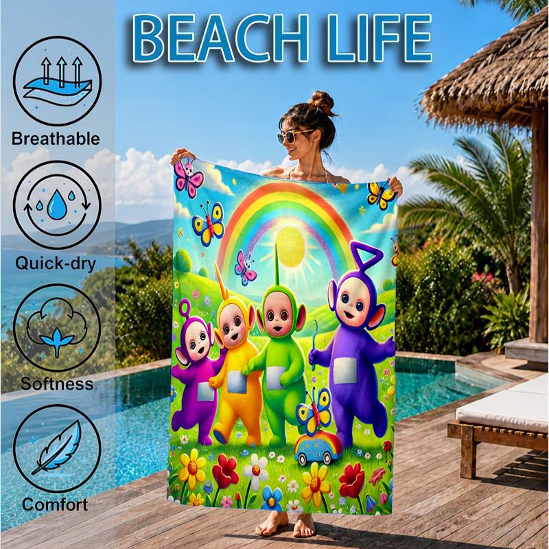 Tele-tubbies Celebration Beach Towel, Microfiber Beach Towel, Perfect For Pool, Beach, Travel, Home Decor Beach Party Fan Gifts
