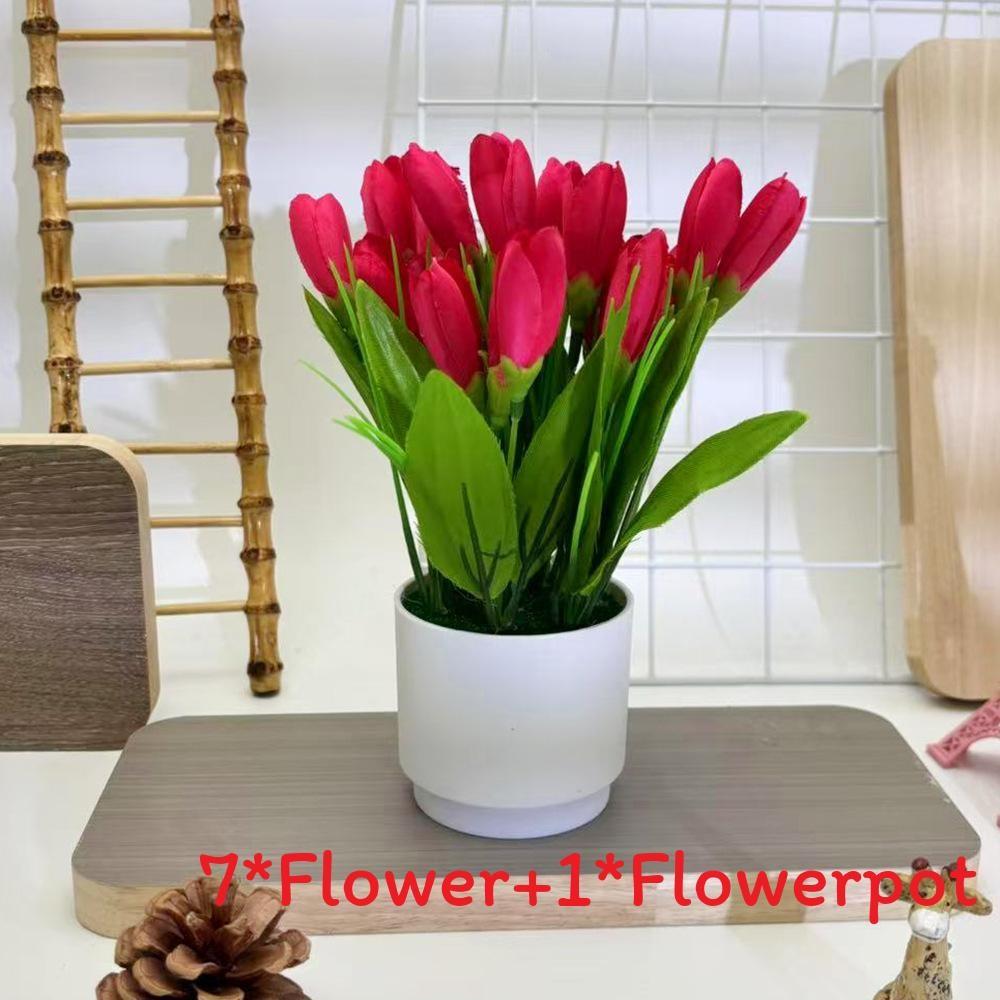 Tulip Faux Potted Plant Decorative Greenery For Party Decorations And Hospitality Settings