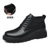 Martin Boots Men's British Style Mid-help Casual Leather Shoes Black Lace-up Tooling Shoes Autumn and Winter New Men's Velvet Shoes