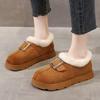 2025 Winter Shoes Women Suede Boots Warm Plush Flat Non-slip Cold Winter Fashion Ladies Ankle Snow Boots Black Yellow