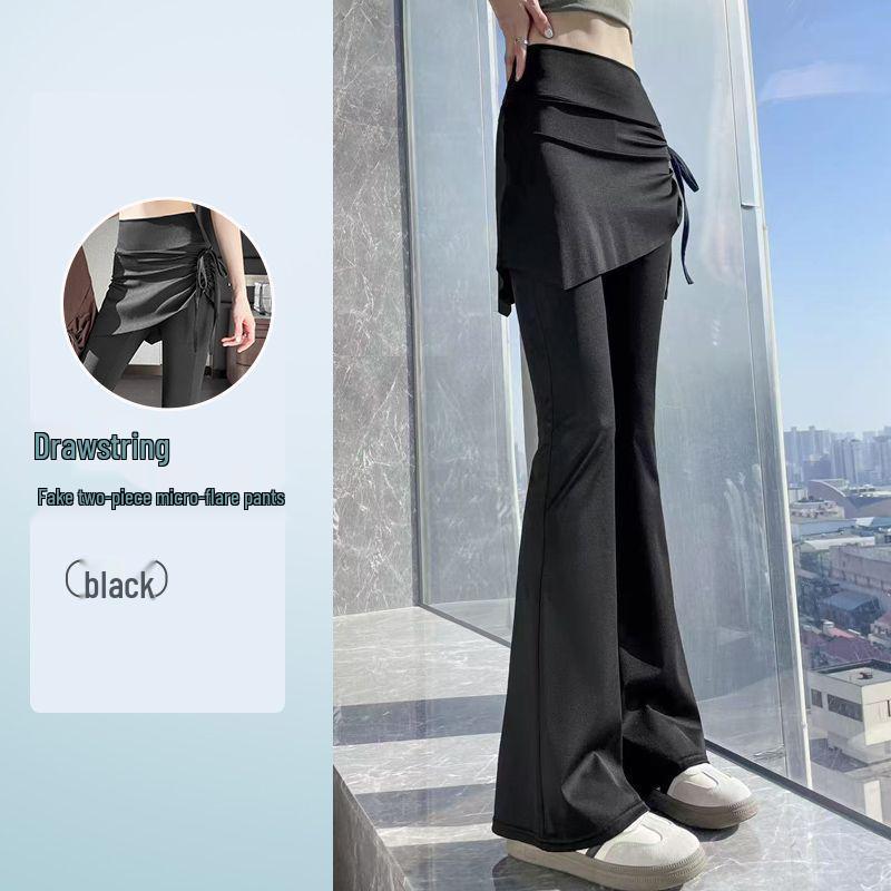 

Fleece-Lined Plus Size Yoga Pants with Skirt Overlay - Women s Autumn/Winter Warm Sportswear One Size (80-110 lbs)