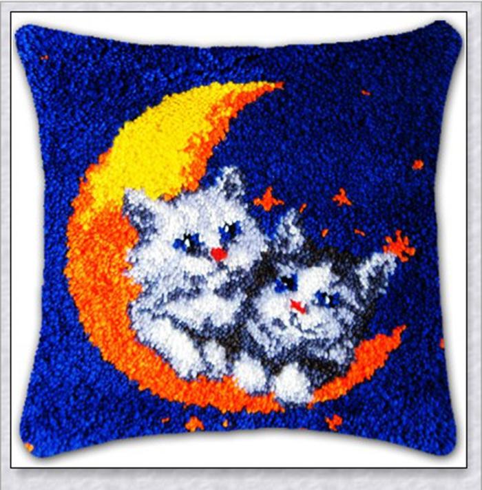 Cute Animal Latch Hook Rug Kits Pillows Smyrna Package Carpet Cat Embroidery Latch Hook Kit Diy Cross Stitch Pillow Knooppakket