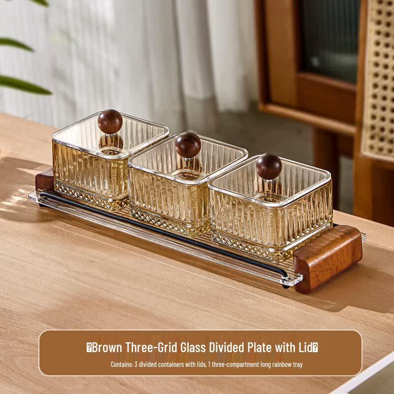 Partitioned Glass Snack Plate