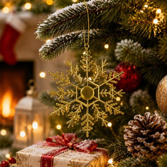 Three Dimensional Snowflake Hanging Ornaments 3Pcs Christmas Tree Snowflakes Ornaments, 10cm Glitter Plastic Glossy Electroplated Decorations