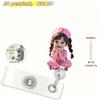 2D Flat Acrylic Pink Nurse Girl Retractable Badge Reel, Medical ID Tag Holder For Medical Students And Professional Nurse Practitioners Workplace