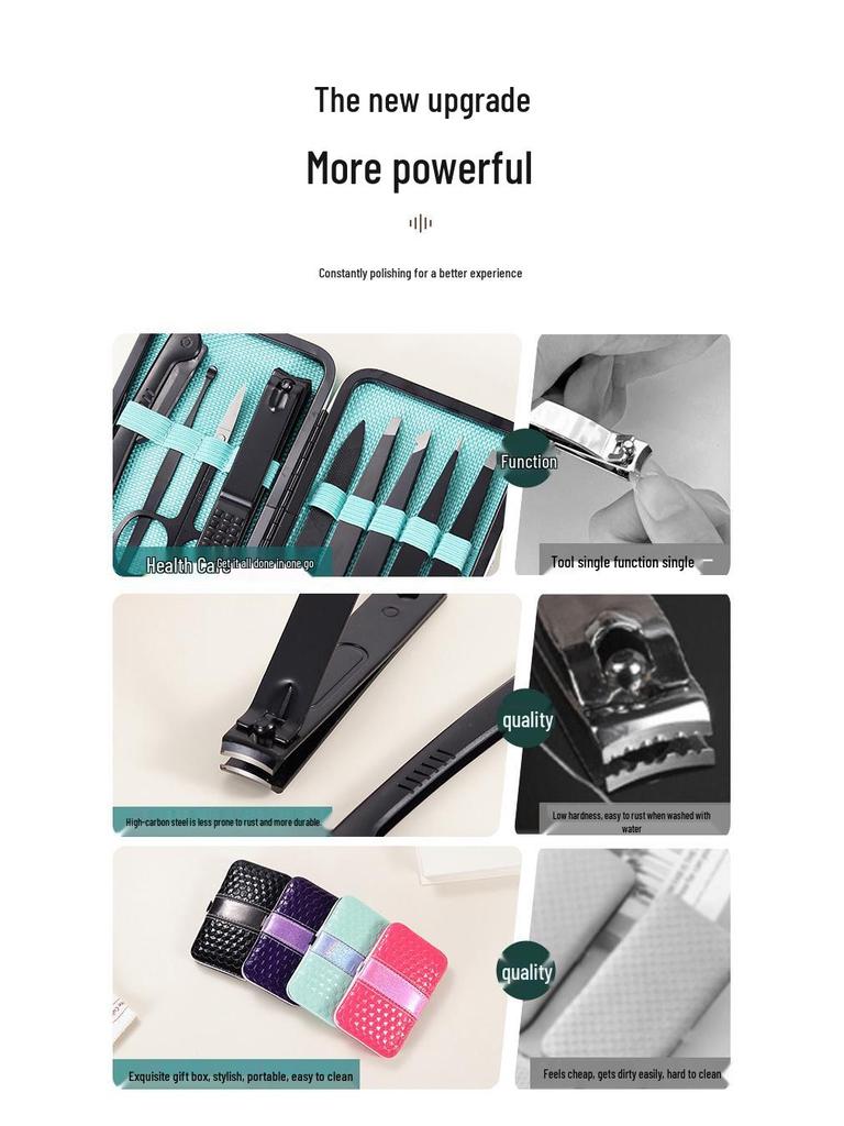 Portable Manicure Tool Set with High-Precision Tweezers, Eyebrow Trimmer & Nail Clippers 