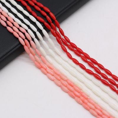 1Strand Synthetic Coral Beads, Handmade Rice Shape Loose Spacer Beads for Jewelry Making DIY Necklace Bracelet Earrings Accessories Craft Gift 3x9 Mm