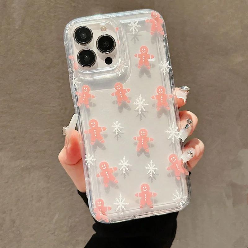 Winter Snowflakes Christmas Clear Phone Cover Case For iPhone 16 15 14 13 12 11 Pro Max 7 8 Plus X XR XS Airbag Anti-fall Cover