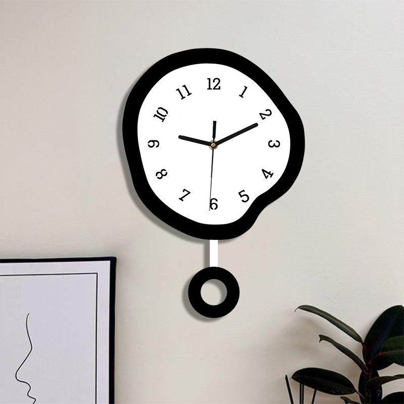 Twisted Elliptical Swinging Wall Clock, Creative and Fun with Pendulum, Silent Clock Suitable for Living Room, Kitchen