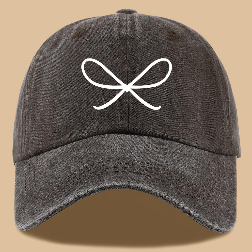 Cute bow printed baseball cap for fishing, vacation, and parties, curved brim sun hat, fashionable and versatile