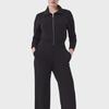 2024 Women's Long-Sleeve Wide-Leg Jumpsuit with Zipper and Lapel Sweater Design