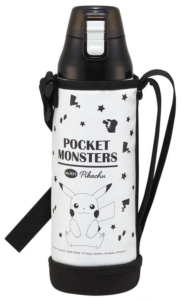 Skater One Push Direct Drinking Water Bottle with Cover and Lock 990ml Stainless Steel Cold Storage Pocket Monster Pokemon Pikachu Face Direct Bottle